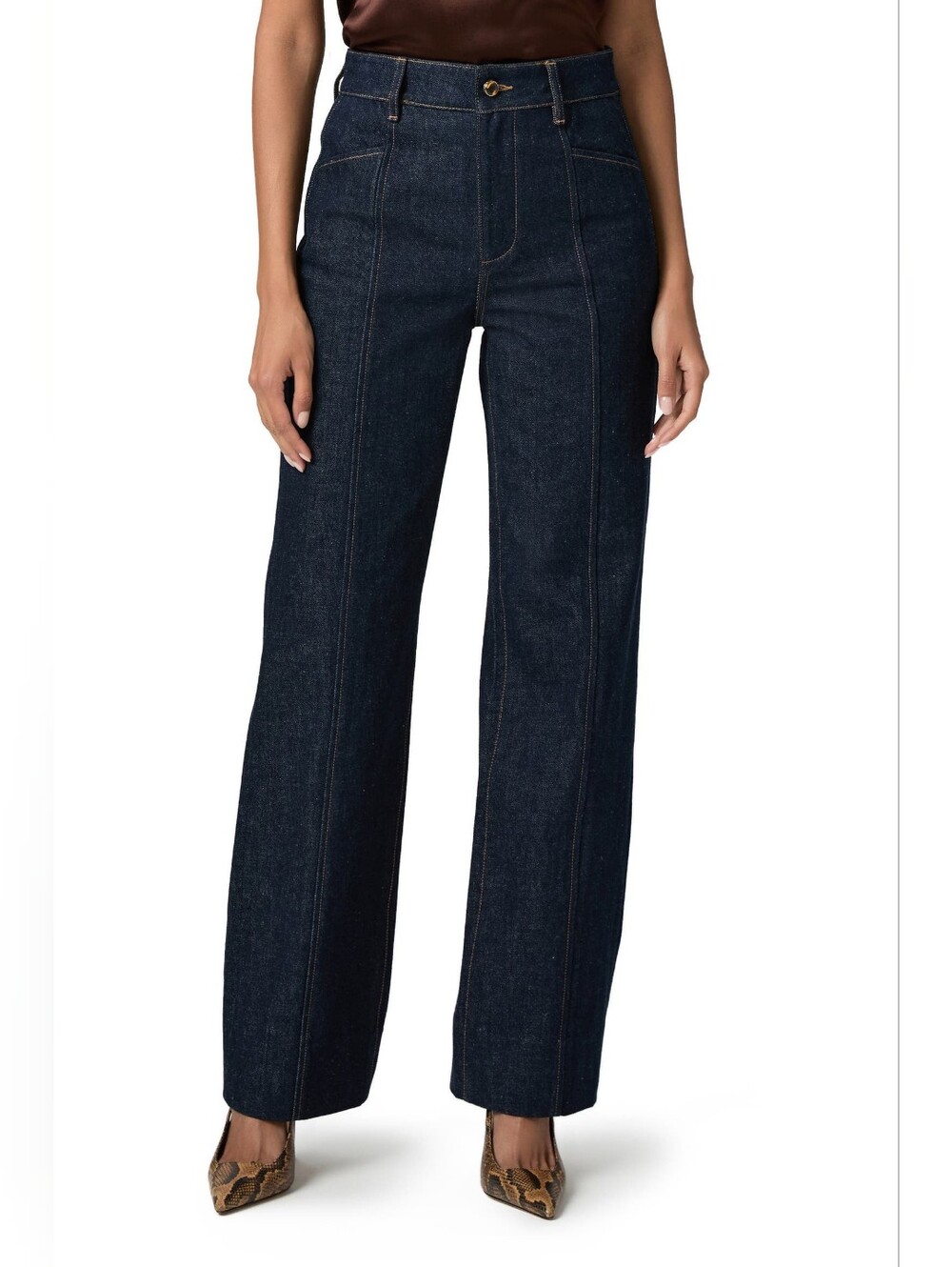 Paige Skye High Waist Straight Leg Jeans, Size 26, Dark Blue Wash, Color Saville